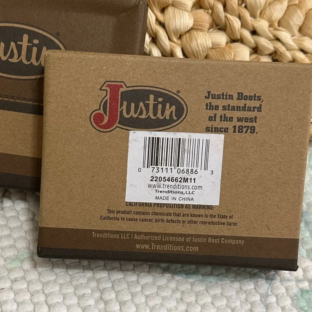 New Justin Card Wallet Serape Inlay Leather New In Box